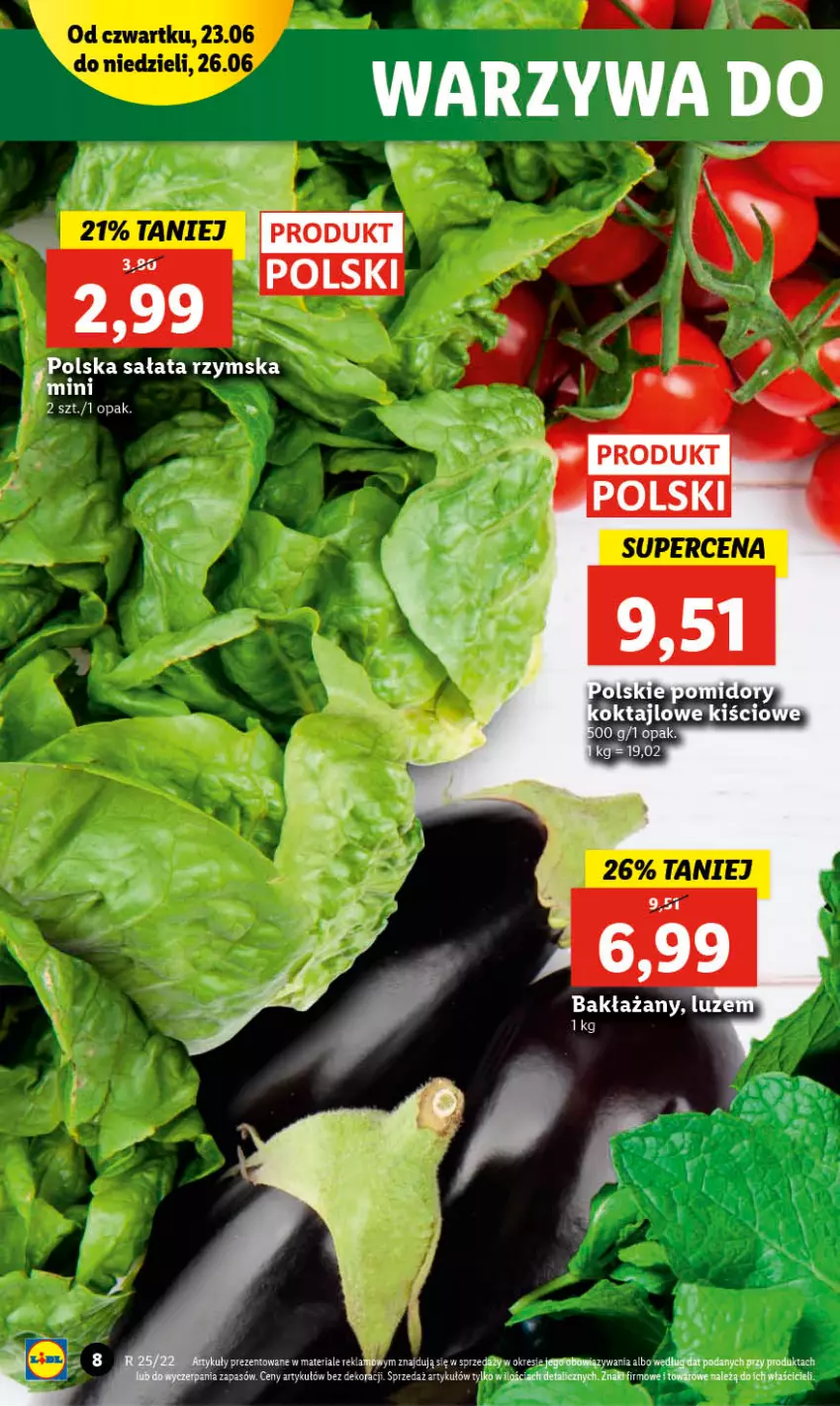 Gazetka promocyjna Lidl - GAZETKA - ważna 23.06 do 26.06.2022 - strona 8 - produkty: Fa, LG, Saga, Sałat, Warzywa