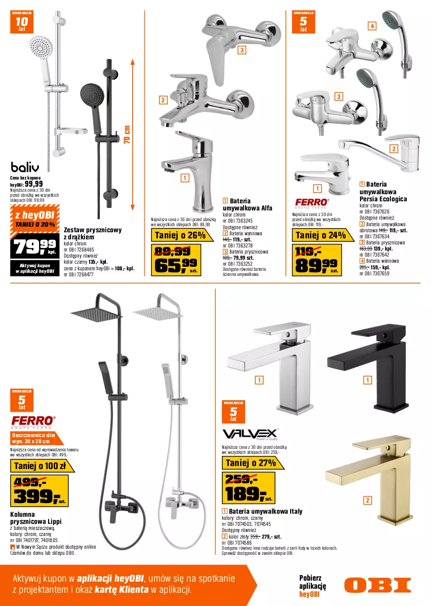 Gazetka promocyjna Obi - Gazetka OBI - ważna 11.03 do 24.03.2026 - strona 15 - produkty: Bateria, Bateria kuchenna, Bateria prysznicowa, Bateria umywalkowa, Bateria wannowa, Brodzik, Fa, Gra, Kabina prysznicowa, Kuchnia, Lakier, Okap, Piekarnik, Ser, Siedzisko, Słuchawka prysznicowa, Sok, Syfon, Top, Tran, Uchwyty, Zestaw prysznicowy, Zlew