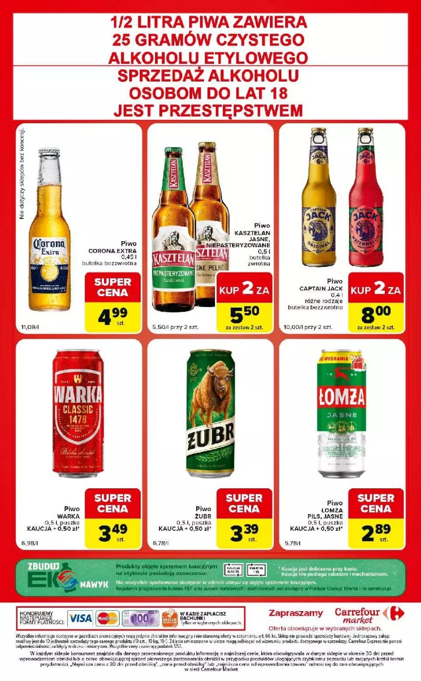 Gazetka promocyjna Carrefour - Gazetka Market w SUMIE ekspresowe zakupy - ważna 30.06 do 06.07.2026 - strona 8 - produkty: Captain Jack, Corona Extra, Fa, Kasztelan, Piwo, Pizza, Stek, Warka