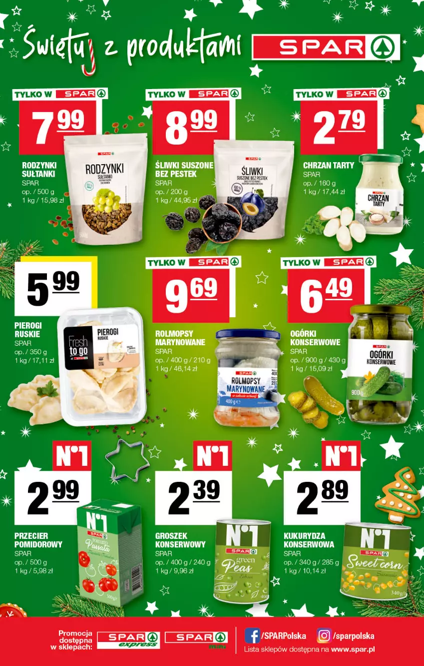 Gazetka promocyjna Spar - SparExpress - ważna 11.12 do 21.12.2022 - strona 4 - produkty: Fa, Groszek, Kukurydza, Mop, Pierogi, Rodzynki, Ser