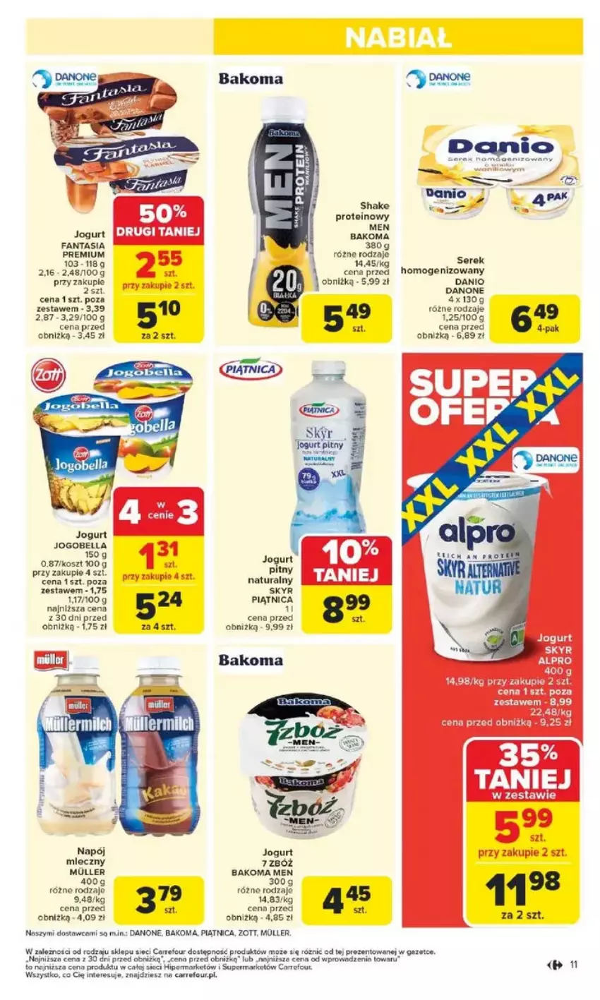 Gazetka promocyjna Carrefour - ważna 17.02 do 22.02.2025 - strona 3 - produkty: Alpro, Bakoma, Bell, Bella, Danio, Danone, Fa, Fanta, Jogobella, Jogurt, Jogurt pitny, Kosz, Napój, Napój mleczny, Piątnica, Ser, Serek, Zott