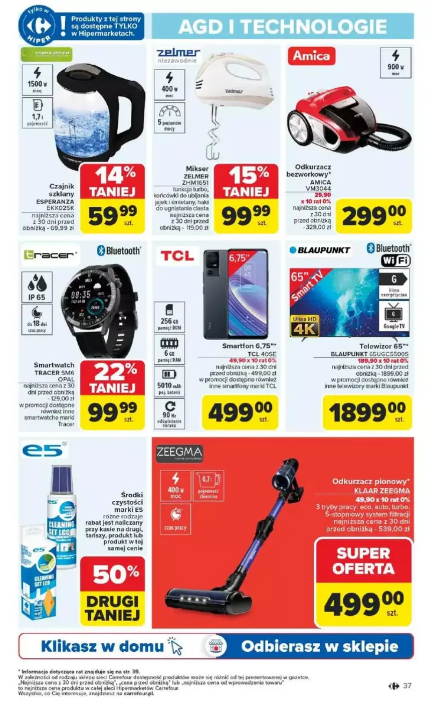 Gazetka promocyjna Carrefour - ważna 17.02 do 22.02.2025 - strona 31 - produkty: Acer, Amica, Czajnik, Mikser, Odkurzacz, Ser, Smartfon, Smartwatch, Telewizor, Telewizory, Zelmer