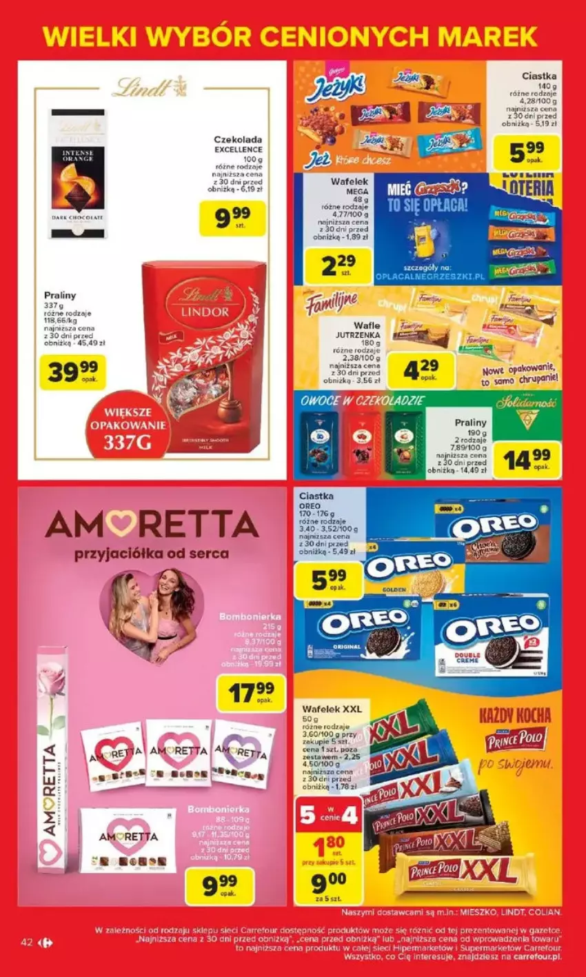 Gazetka promocyjna Carrefour - ważna 17.02 do 22.02.2025 - strona 37 - produkty: Ciastka, Czekolada, Fa, Jutrzenka, Praliny, Ser, Wafelek, Wafle