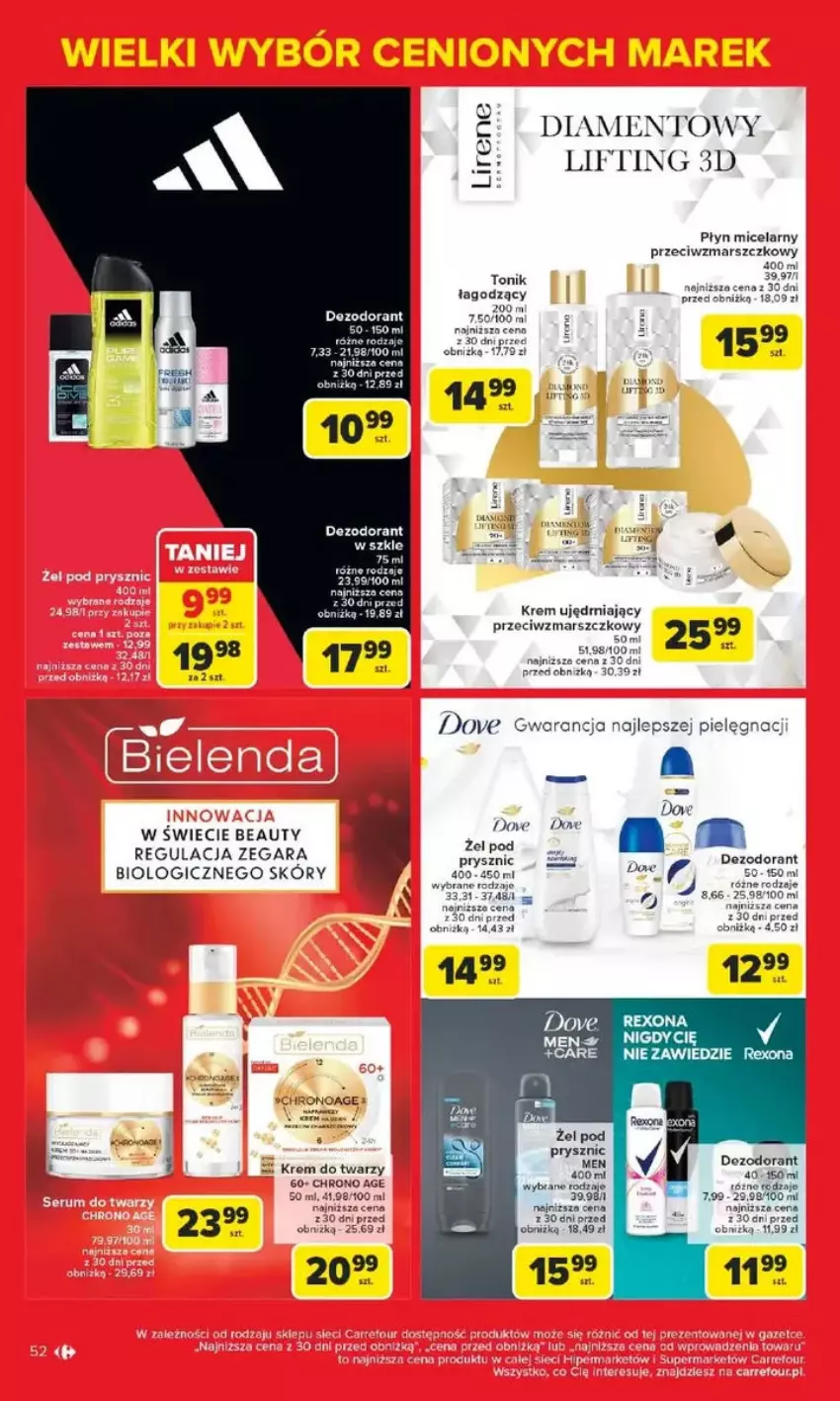 Gazetka promocyjna Carrefour - ważna 17.02 do 22.02.2025 - strona 48 - produkty: Dezodorant, Dove, Fa, Krem do twarzy, Lirene, Mars, Płyn micelarny, Rexona, Tonik, Zegar