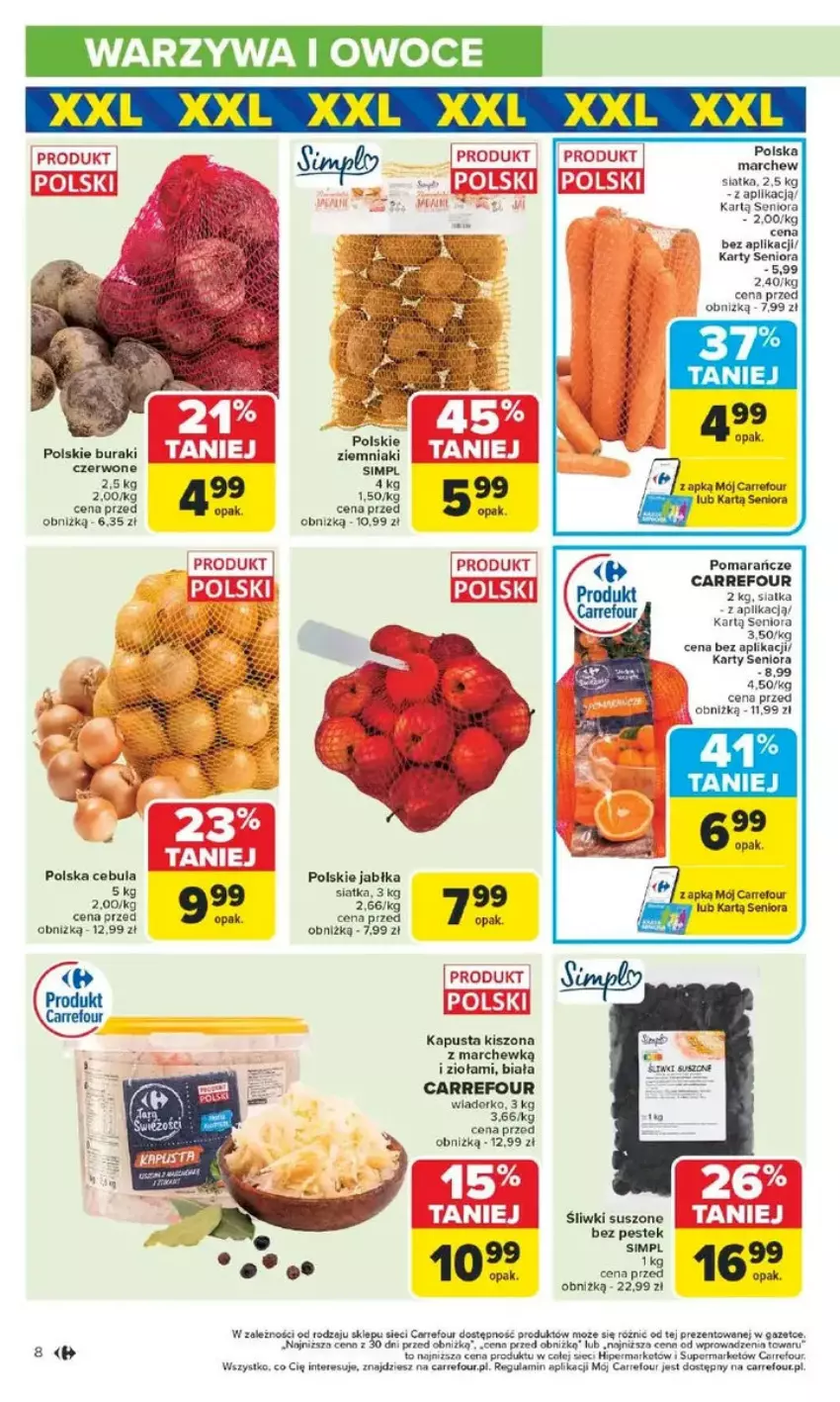 Gazetka promocyjna Carrefour - ważna 17.02 do 22.02.2025 - strona 58 - produkty: Buraki, Cebula, Jabłka, Owoce, Pomarańcze, Siatka, Stek, Warzywa, Warzywa i owoce, Ziemniaki