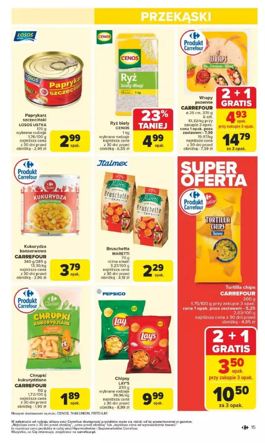 Gazetka promocyjna Carrefour - ważna 17.02 do 22.02.2025 - strona 7 - produkty: Cenos, Chrupki, Fa, Gra, Kukurydza, Kukurydza konserwowa, Ryż, Ryż biały, Ser, Tortilla, Tortilla Chips