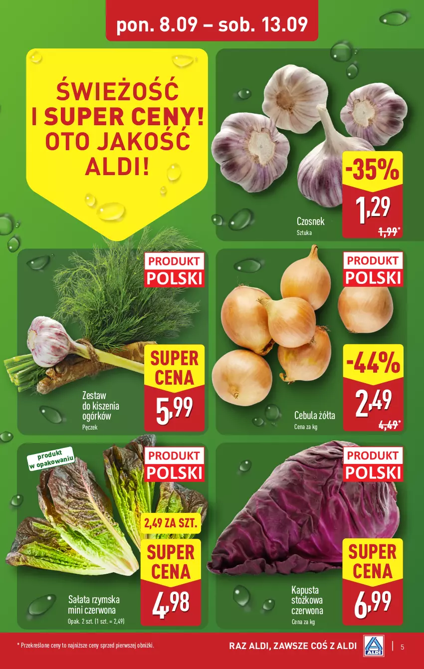 Gazetka promocyjna Aldi - Pełna oferta - ważna 08.09 do 13.09.2025 - strona 5 - produkty: Cebula, Czosnek, Sałat