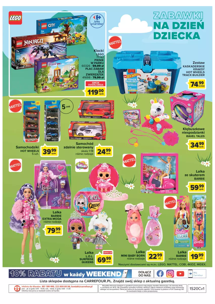 Gazetka promocyjna Carrefour - Gazetka Dzień Dziecka - ważna 16.05 do 04.06.2022 - strona 2 - produkty: Baby Born, Barbie, Chodzik, Hot Wheels, Kask, Klocki, Lalka, LEGO, Mattel, Moda, Samochód, Samochodziki