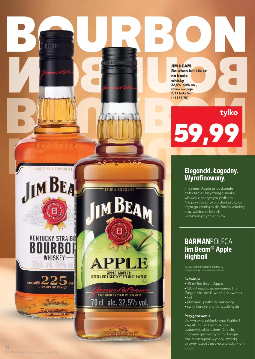 Gazetka promocyjna Kaufland - Barek Kauflandu - ważna 28.05 do 10.06.2026 - strona 12 - produkty: BIC, Bourbon, Cytryny, Fa, Gin, Jabłka, Jim Beam, Lanki, Likier, Napoje, Plasterki, Sok, Tonik, Whiskey, Whisky, Woda, Woda gazowana
