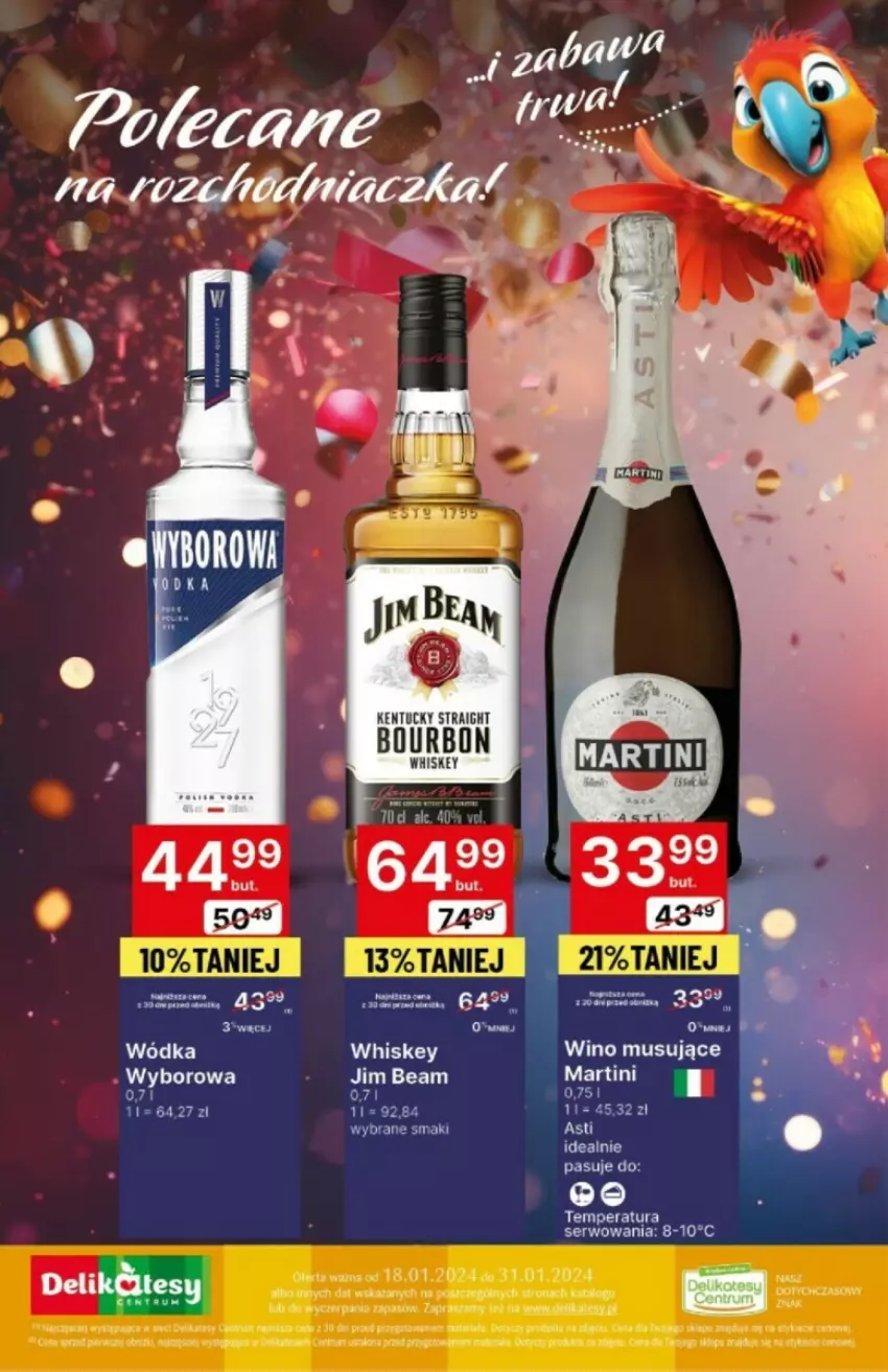 Gazetka promocyjna Delikatesy Centrum - ważna 18.01 do 31.01.2024 - strona 21 - produkty: Martini, Mus, Por, Ser, Whiskey, Wino, Wino musujące, Wódka, Wyborowa