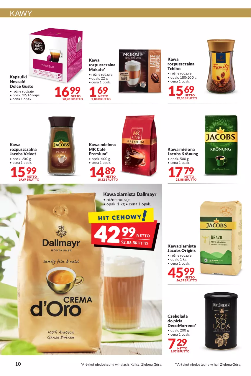 Gazetka promocyjna Makro - [Oferta promocyjna] Artykuły spożywcze i przemysłowe - ważna 17.05 do 30.05.2022 - strona 10 - produkty: Czekolada, Dallmayr, Dolce Gusto, Gin, Jacobs, Jacobs Krönung, Jacobs Velvet, Kawa, Kawa mielona, Kawa rozpuszczalna, Kawa ziarnista, Nescafé, Tchibo, Velvet