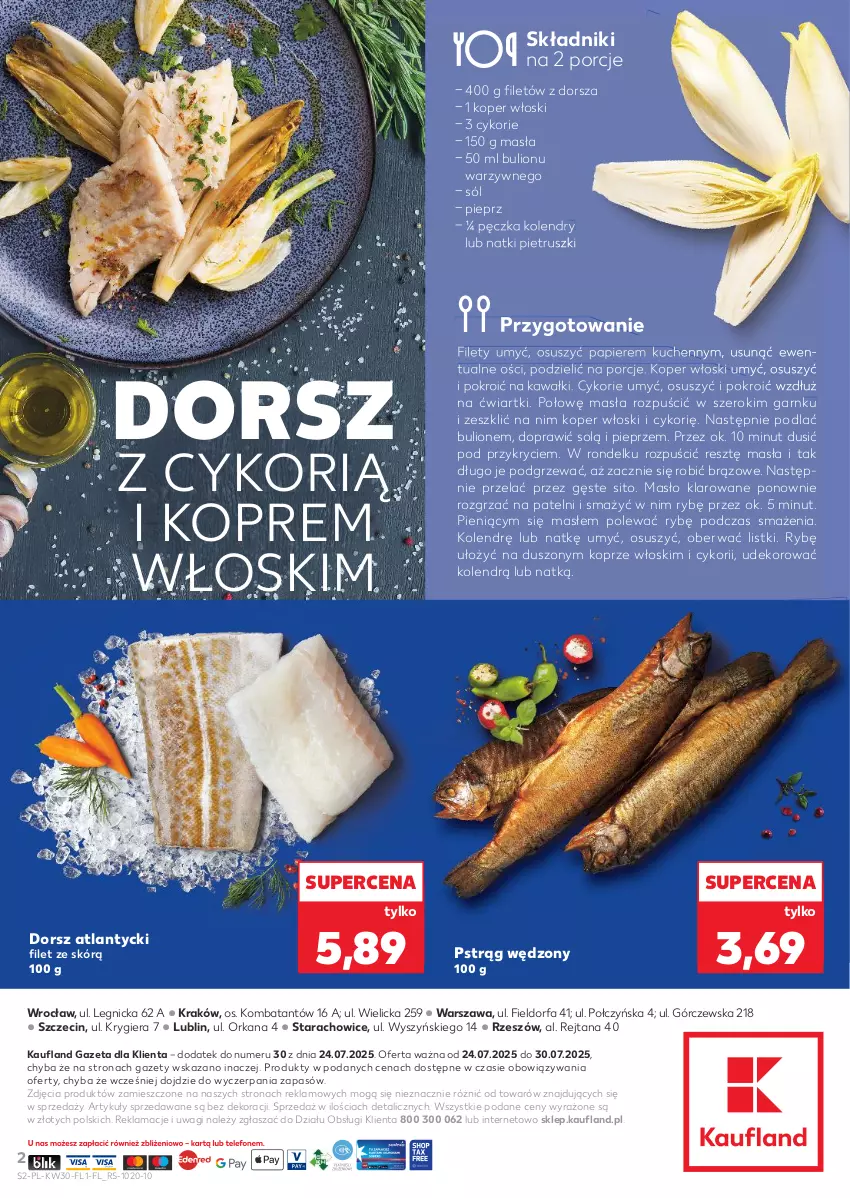 Gazetka promocyjna Kaufland - Kaufland - ważna 24.07 do 30.07.2025 - strona 2 - produkty: Bulion, Dorsz, Fa, Kawa, Koper włoski, Lion, Masło, Masło klarowane, Orka, Papier, Pieprz, Por, Pstrąg, Pstrąg wędzony, Rondel, Sito, Sól, Wagi