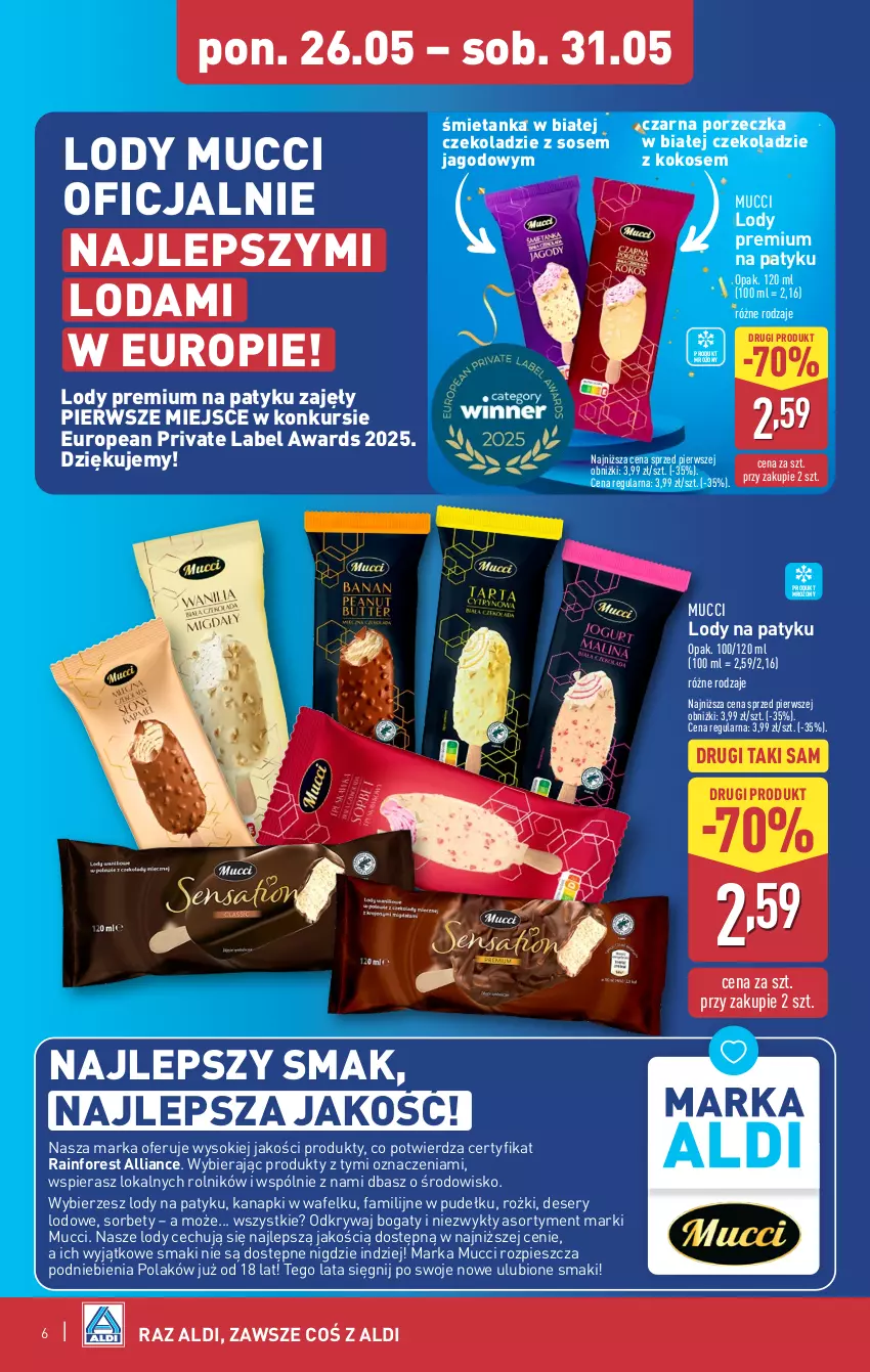 Gazetka promocyjna Aldi - Dzień dziecka - ważna 26.05 do 31.05.2025 - strona 6 - produkty: Deser, Fa, Kokos, Lody, Por, Rolnik, Ser, Sok, Sos