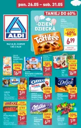 Gazetka promocyjna Aldi - Dzień dziecka - Gazetka - ważna od 31.05 do 31.05.2025 - strona 1 - produkty: Lubisie, Ciastka, Prince Polo, Sanki, Mysz, Galaretki, Toffifee, Delicje, Gala, Lanki, Oreo, Kinder, Milka, Kokos