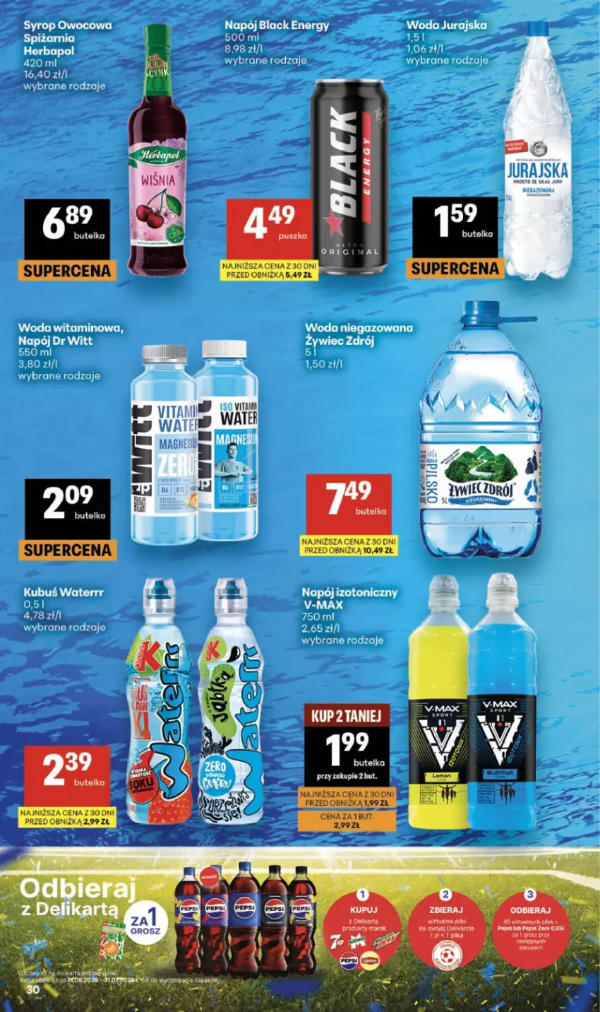 Gazetka promocyjna Delikatesy Centrum - Franczyza DC24 Czwartek - ważna 11.06 do 17.06.2026 - strona 30 - produkty: Herbapol, Kubuś, Kubuś Waterrr, Napój, Napój izotoniczny, Syrop, Woda, Woda niegazowana