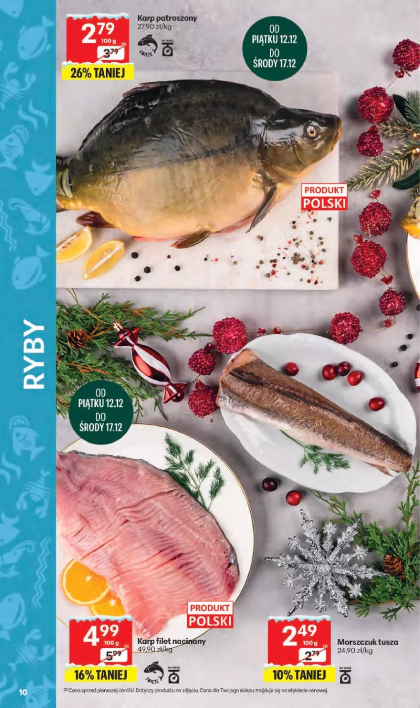 Gazetka promocyjna Delikatesy Centrum - Franczyza DC50 Czwartek - ważna 11.12 do 17.12.2025 - strona 10 - produkty: Karp, Tusz