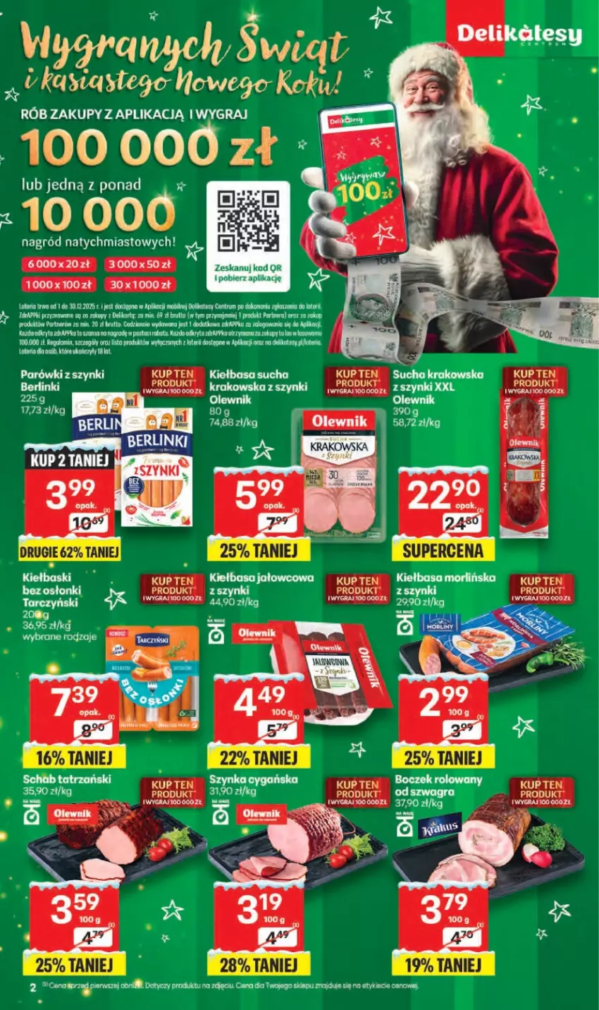 Gazetka promocyjna Delikatesy Centrum - Franczyza DC50 Czwartek - ważna 11.12 do 17.12.2025 - strona 2 - produkty: Gra, Kiełbasa, Koc, Olewnik, Parówki, Parówki z szynki, Por, Rum, Tarczyński