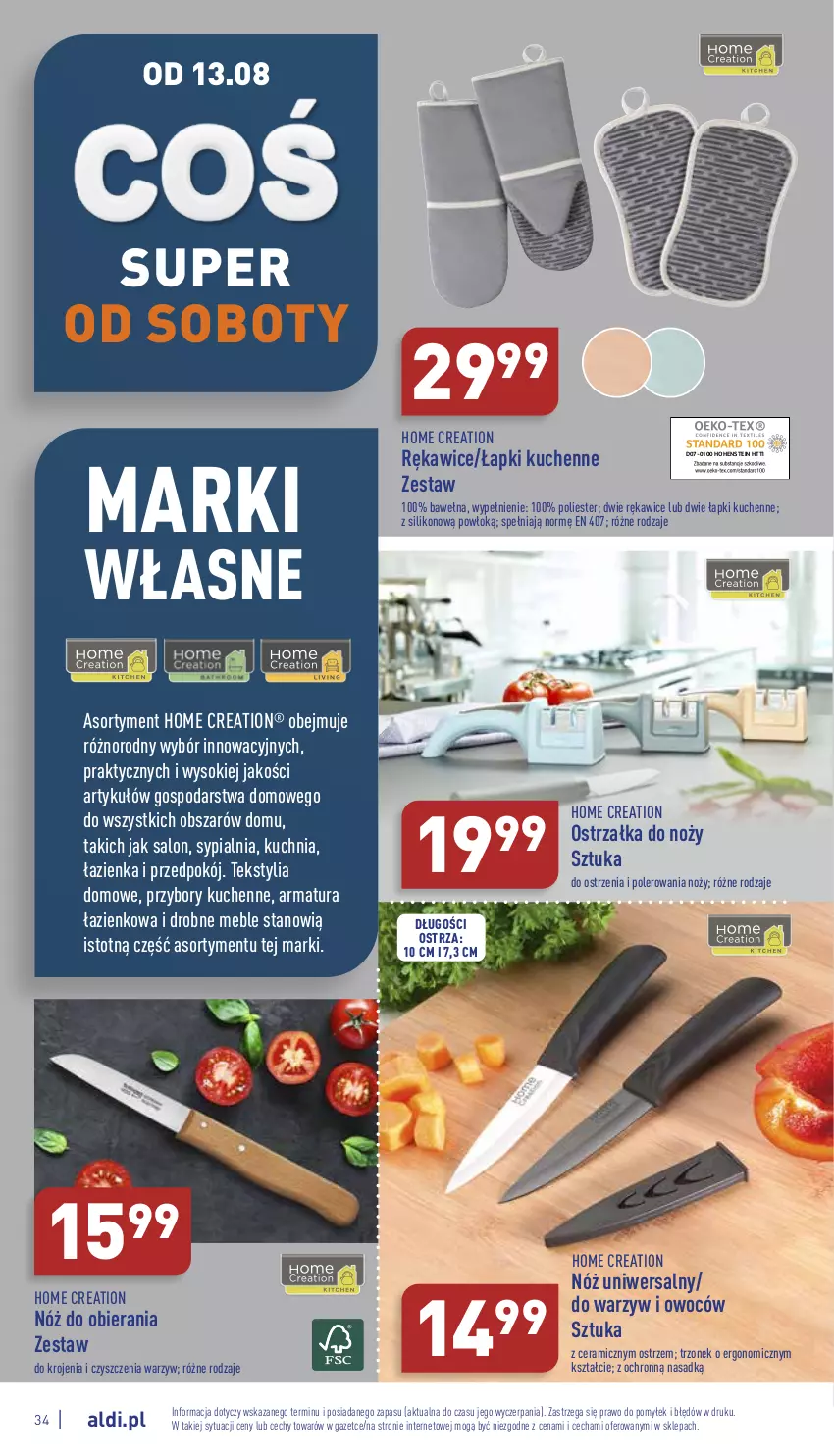 Gazetka promocyjna Aldi - Pełny katalog - ważna 08.08 do 13.08.2022 - strona 34 - produkty: Kuchnia, Meble, Noż, Nóż uniwersalny, Ostrzałka do noży, Przybory kuchenne, Rękawice, Sok, Sypialnia, Wełna