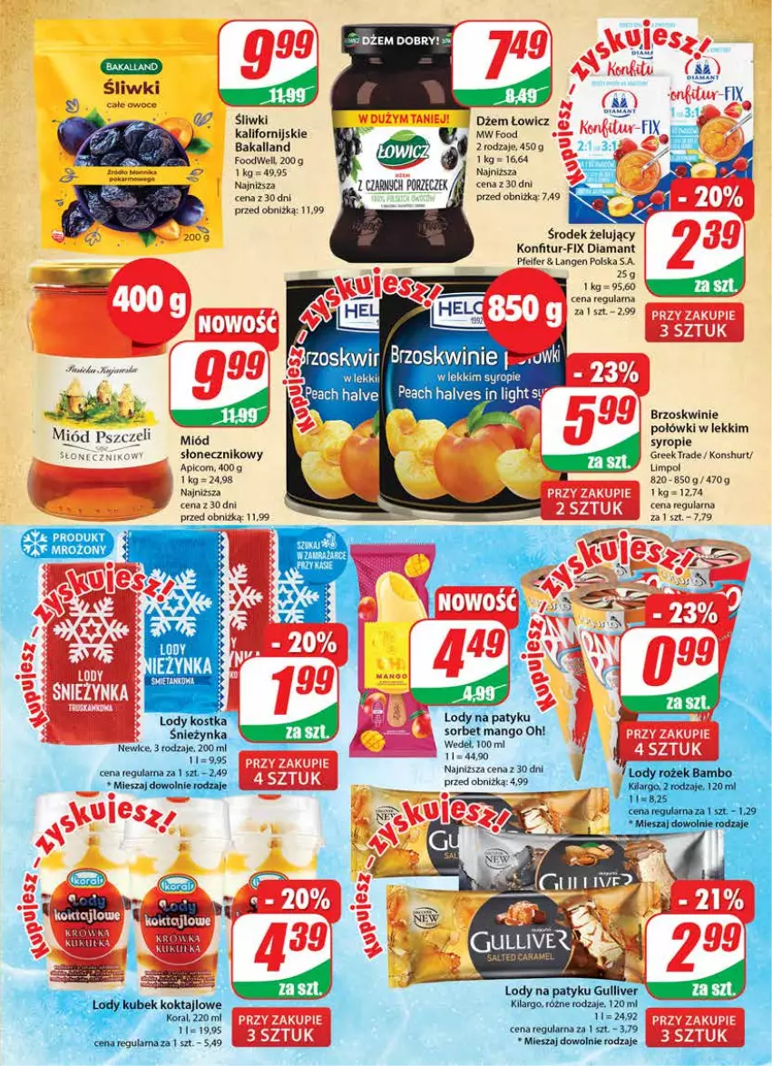 Gazetka promocyjna Dino - Gazetka 33 - ważna 16.08 do 22.08.2023 - strona 7 - produkty: Bakalland, Brzoskwinie, Diamant, Dżem, LG, Lody, Mango, Miód, Mola, Owoce, Por, Sok, Syrop