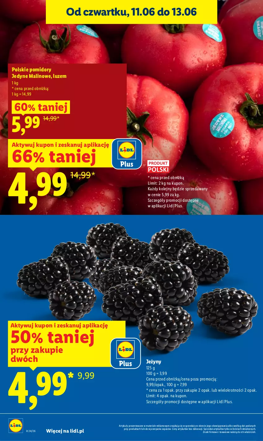 Gazetka promocyjna Lidl - Gazetka ważna od 11.06 do 13.06 - ważna 11.06 do 13.06.2026 - strona 18 - produkty: Jeżyny, Olej, Pomidory