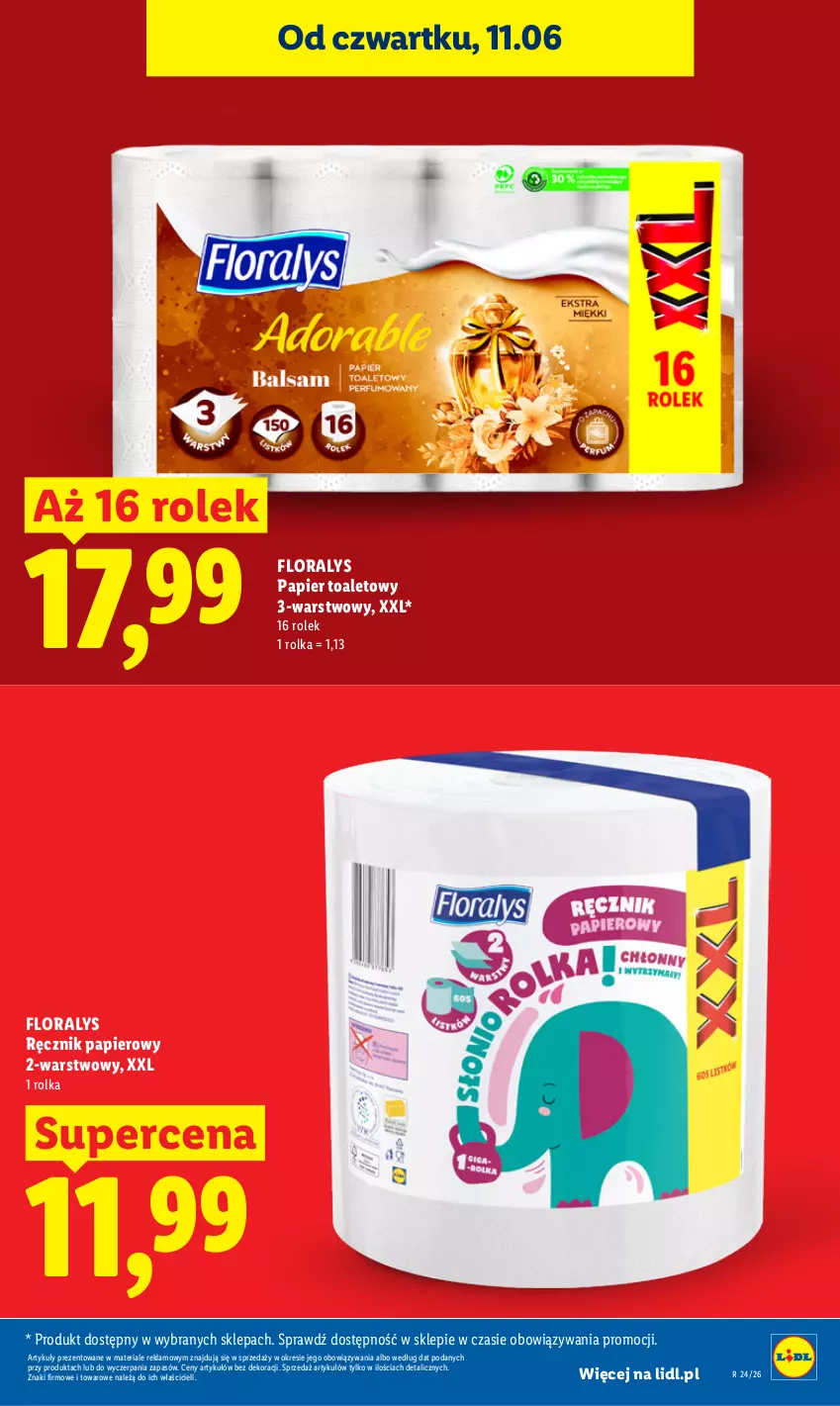 Gazetka promocyjna Lidl - Gazetka ważna od 11.06 do 13.06 - ważna 11.06 do 13.06.2026 - strona 29 - produkty: Flora, Papier, Papier toaletowy, Ręcznik