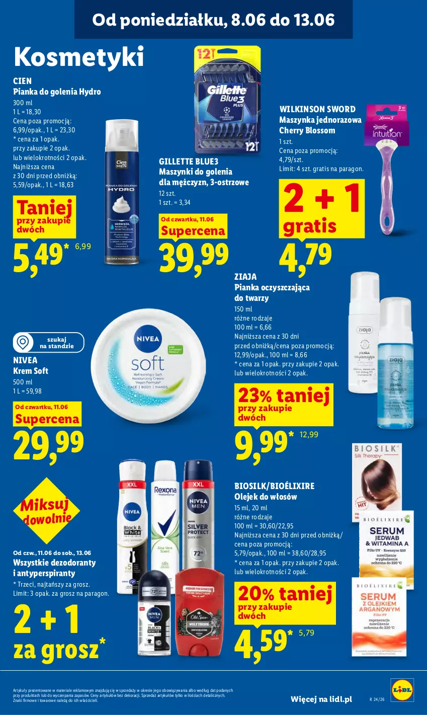 Gazetka promocyjna Lidl - Gazetka ważna od 11.06 do 13.06 - ważna 11.06 do 13.06.2026 - strona 87 - produkty: Antyperspirant, Dezodorant, Gillette, Gra, Maszynka, Nivea, Olej, Pianka do golenia, Szynka, Wilkinson Sword, Ziaja