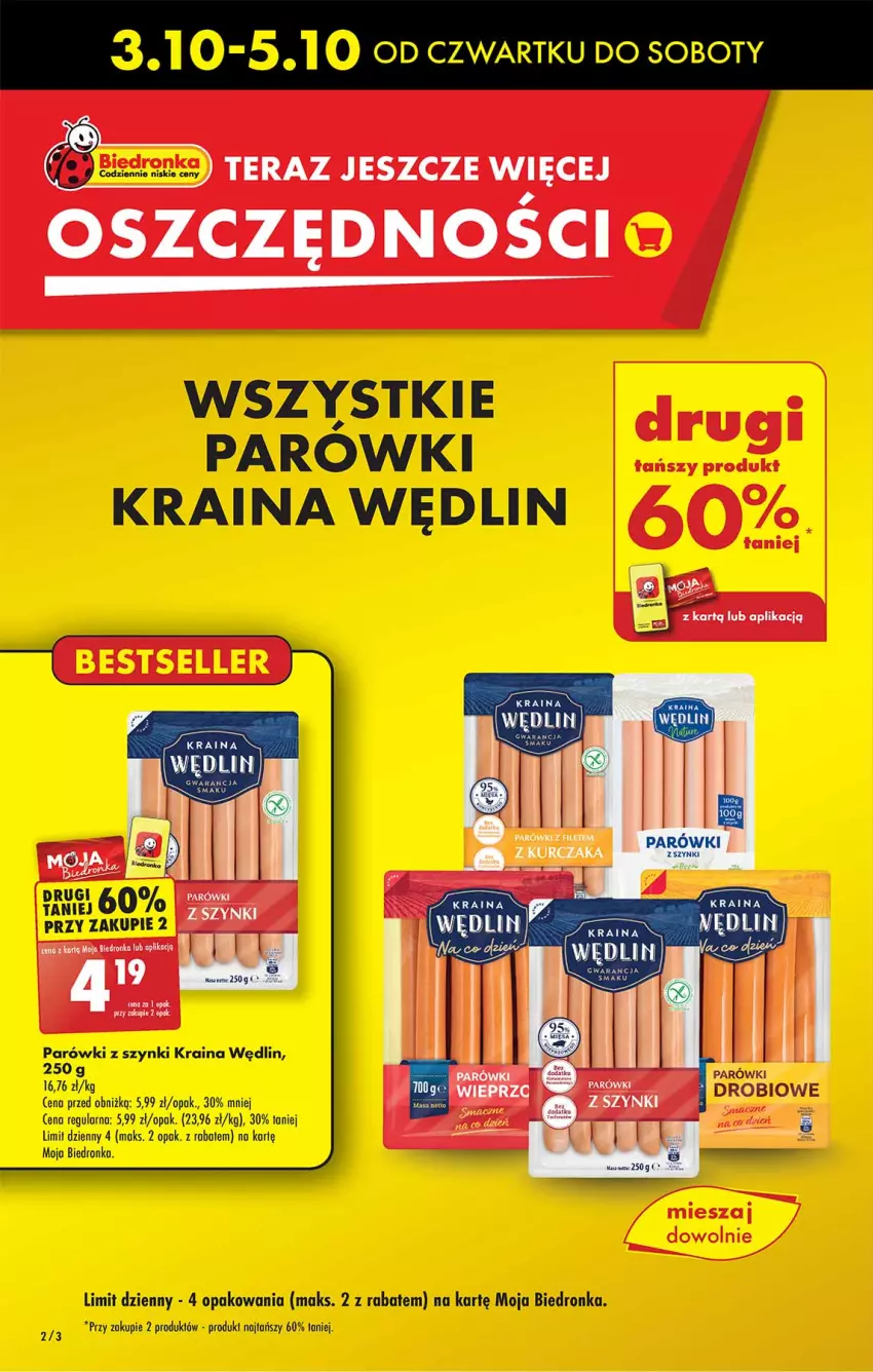 Gazetka promocyjna Biedronka - Od Czwartku - ważna 03.10 do 09.10.2024 - strona 2 - produkty: Parówki, Parówki z szynki, Tera