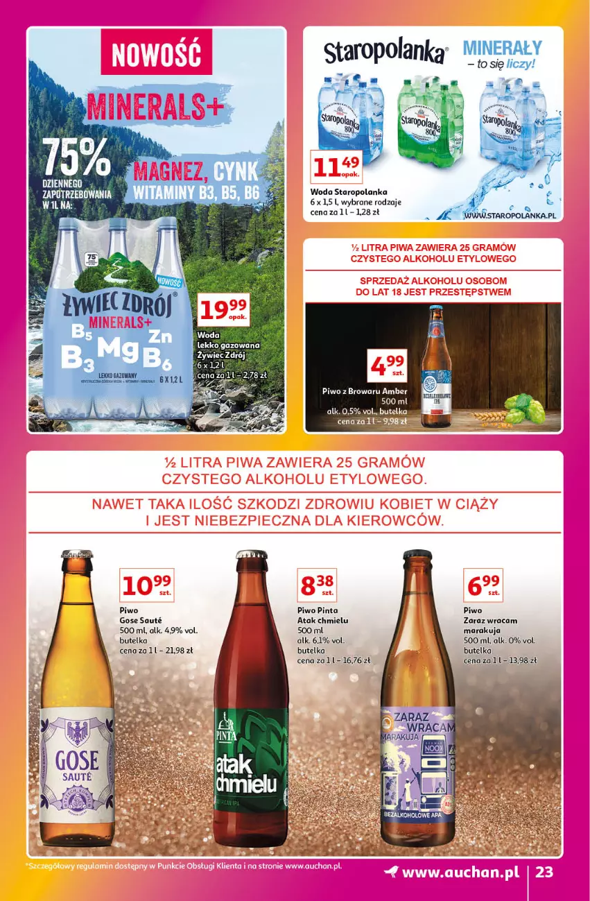 Gazetka promocyjna Auchan - Gazetka Znane Marki Lubiane Hipermarket Auchan - ważna 01.06 do 07.06.2023 - strona 23 - produkty: Piwo, Woda