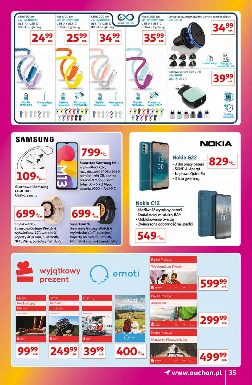 Gazetka promocyjna Auchan - Gazetka Znane Marki Lubiane Hipermarket Auchan - ważna 01.06 do 07.06.2023 - strona 35 - produkty: Bateria, Gala, HiPP, Nokia, Por, Pulsoksymetr, Samsung, Słuchawki, Smartfon, Smartwatch, Sok, Warka