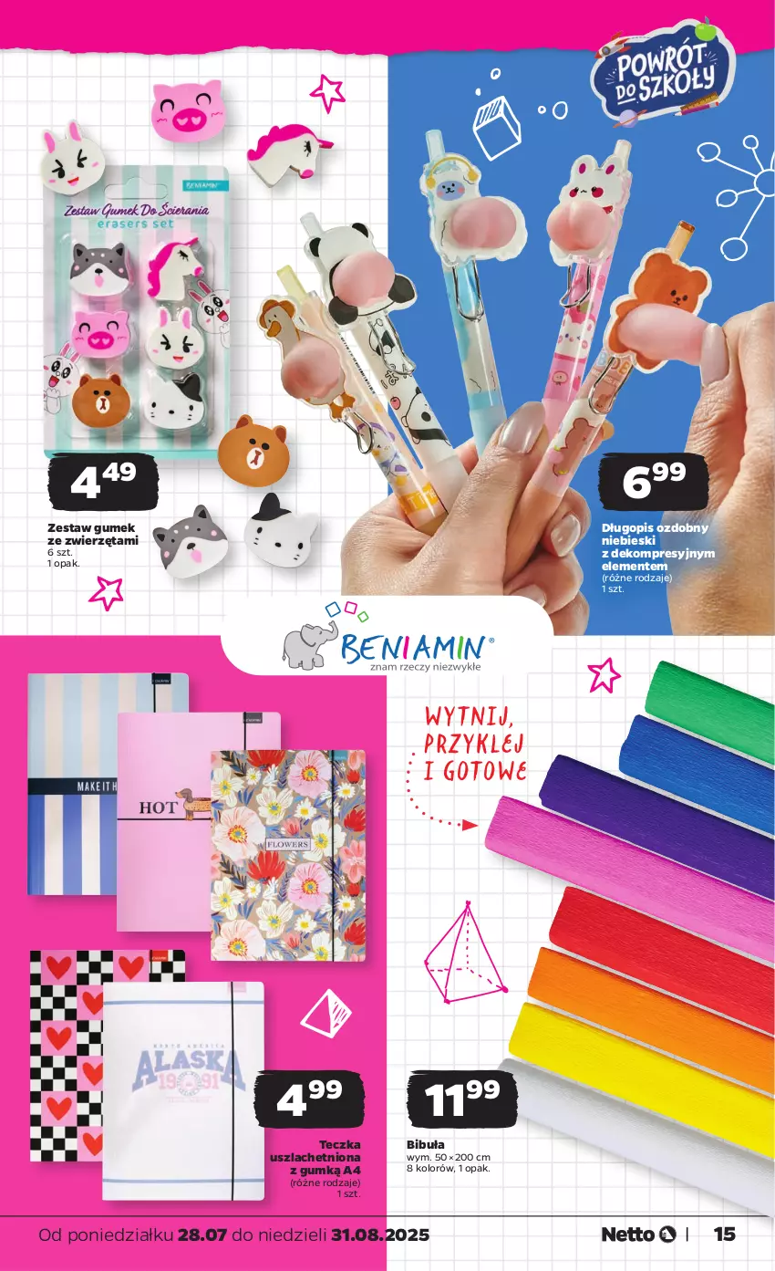 Gazetka promocyjna Netto - Katalog BTS 2025 - ważna 28.07 do 31.08.2025 - strona 15 - produkty: Długopis, Klej, Zwierzęta