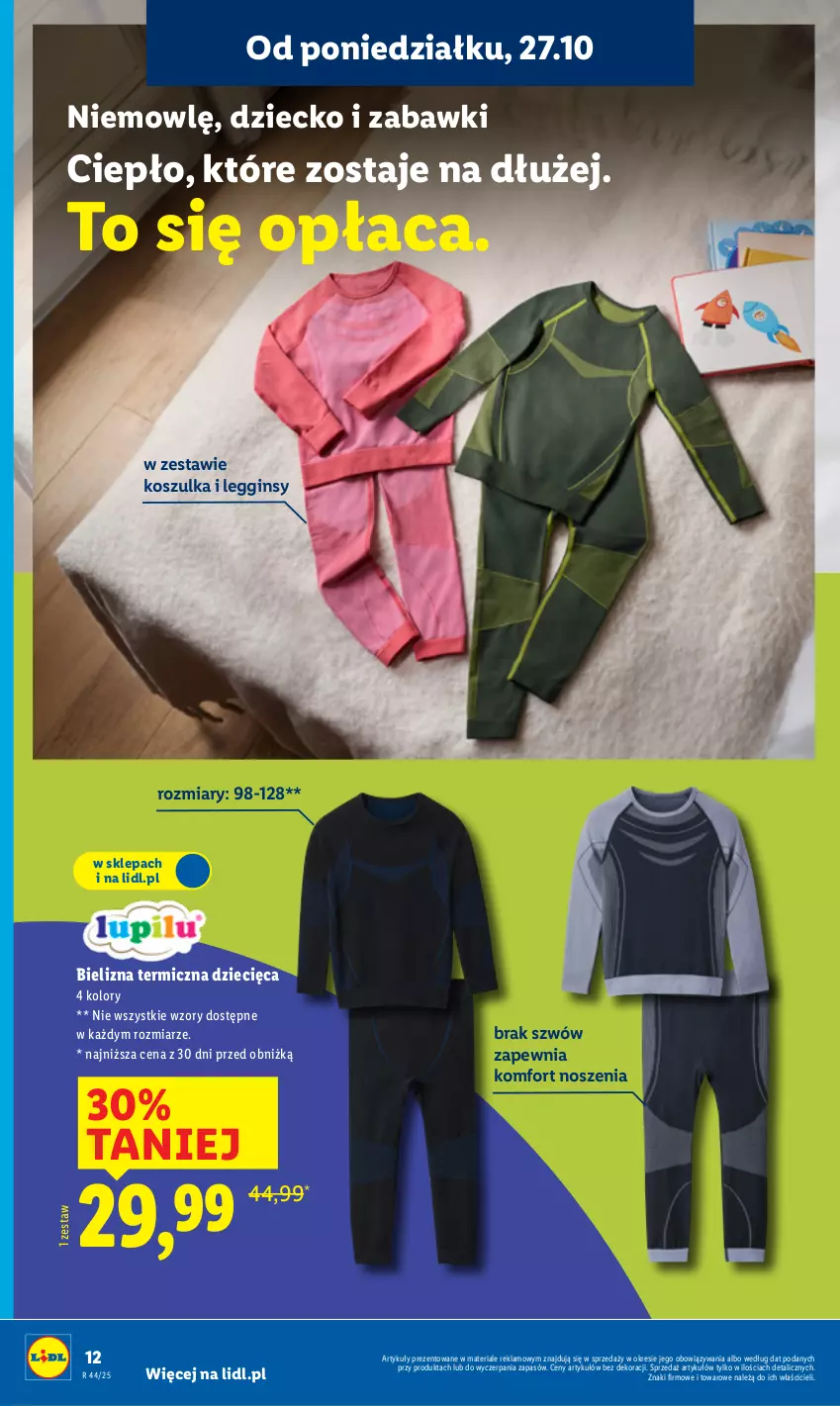 Gazetka promocyjna Lidl - GAZETKA - ważna 27.10 do 31.10.2025 - strona 16 - produkty: Bielizna, Dzieci, Gin, Kosz, Koszulka, Legginsy