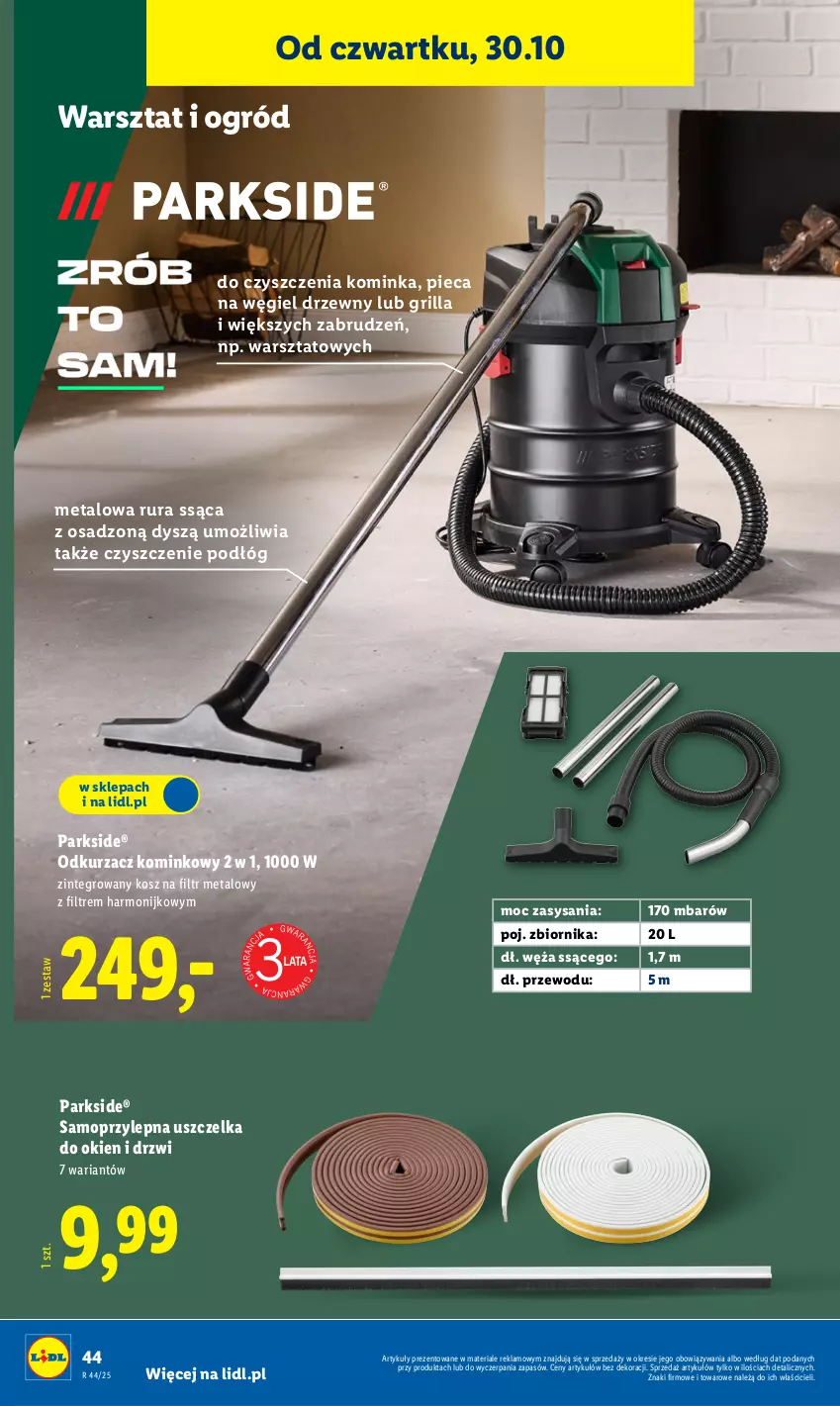 Gazetka promocyjna Lidl - GAZETKA - ważna 27.10 do 31.10.2025 - strona 48 - produkty: Drzwi, Grill, Inka, Kosz, Mop, Odkurzacz, Odkurzacz kominkowy, Ogród, Parkside, Piec, Rura, Węgiel drzewny