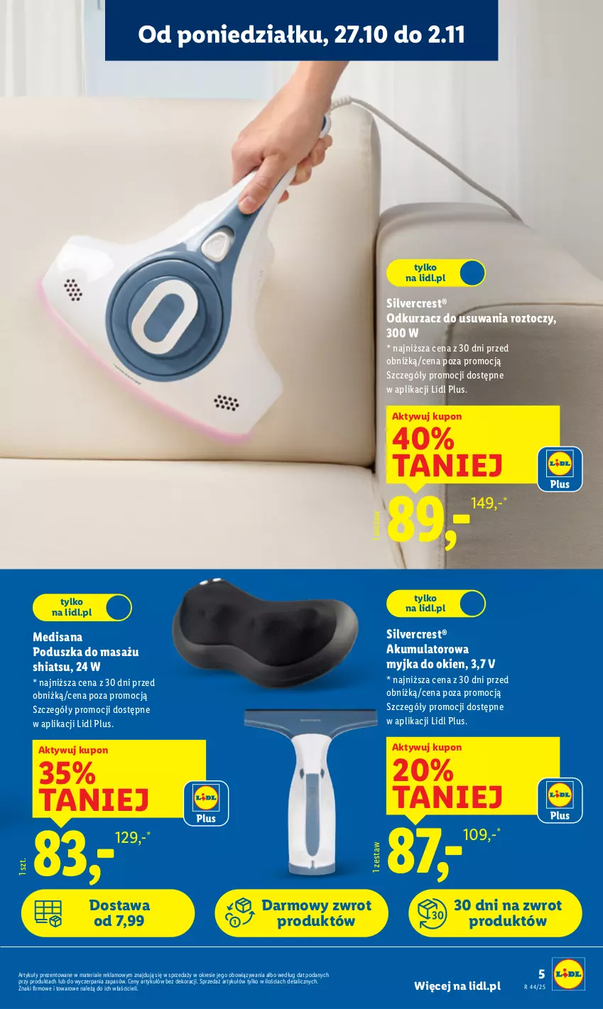 Gazetka promocyjna Lidl - GAZETKA - ważna 27.10 do 31.10.2025 - strona 5 - produkty: Akumulator, Isana, Myjka do okien, Odkurzacz, Poduszka, Silvercrest