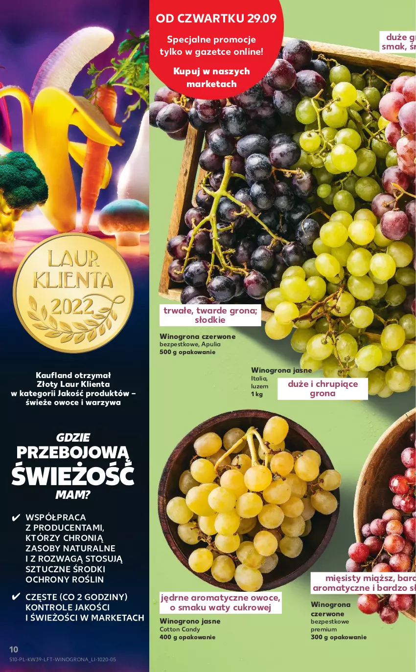 Gazetka promocyjna Kaufland - OFERTA TYGODNIA - ważna 29.09 do 05.10.2022 - strona 10 - produkty: Candy, Laur, Owoce, Warzywa, Wino, Winogrona