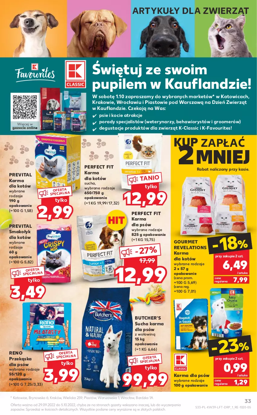 Gazetka promocyjna Kaufland - OFERTA TYGODNIA - ważna 29.09 do 05.10.2022 - strona 33 - produkty: Butcher's, Fa, Koc, Piast, Por, Przekąska dla psów, Sucha karma