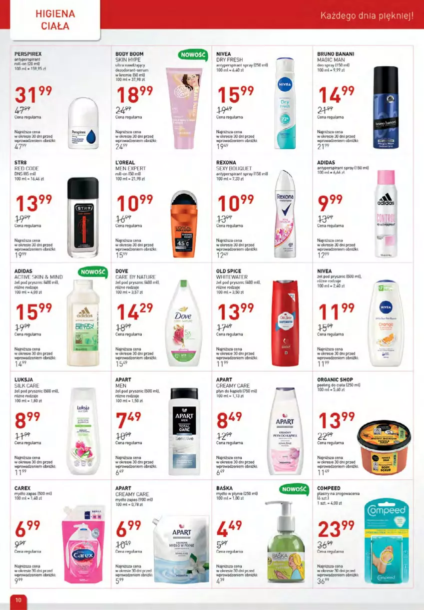 Gazetka promocyjna Drogerie Jawa - ważna 06.06 do 05.07.2023 - strona 10 - produkty: Adidas, Antyperspirant, Body, Bruno Banani, Dezodorant, Dove, Fa, Luksja, Mydło, Mydło w płynie, Nivea, Old Spice, Peeling, Płyn do kąpieli, Rexona, Rum, Ser, Serum, Str8