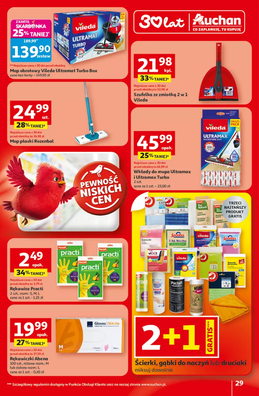 Gazetka promocyjna Auchan - 30 Lat Hipermarket - ważna 19.02 do 25.02.2026 - strona 29 - produkty: Gra, Mop, NBA, Rama, Rękawice, Szufelka, Vileda