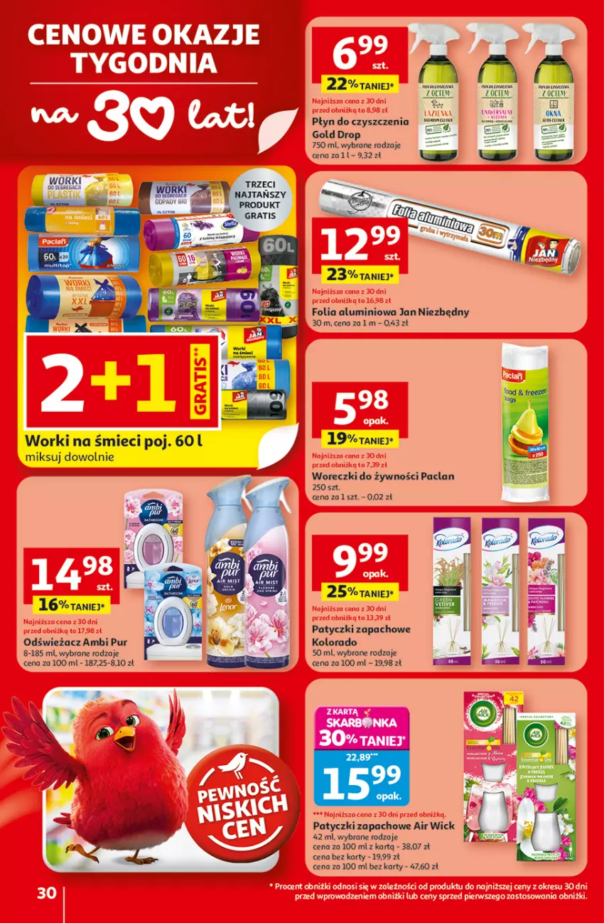 Gazetka promocyjna Auchan - 30 Lat Hipermarket - ważna 19.02 do 25.02.2026 - strona 30 - produkty: Air Wick, Ambi Pur, Fa, Folia aluminiowa, Gra, Jan Niezbędny, Kolorado, Pur, Worki na śmiec, Worki na śmieci