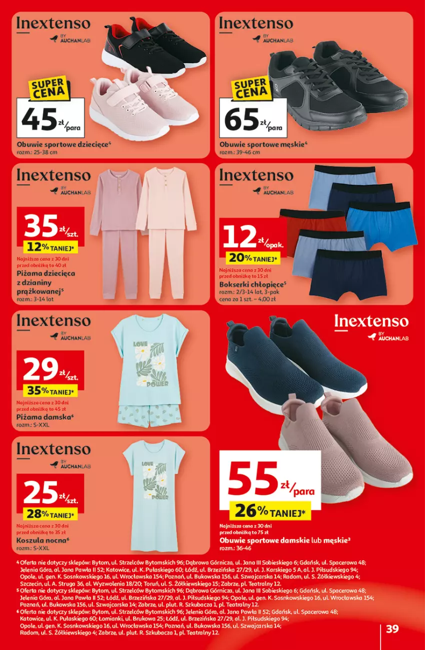 Gazetka promocyjna Auchan - 30 Lat Hipermarket - ważna 19.02 do 25.02.2026 - strona 39 - produkty: Acer, Bokserki, Cars, Dzieci, Kosz, Koszula, Koszula nocna, Obuwie, Piżama, Por, Ser, Sos, Sport