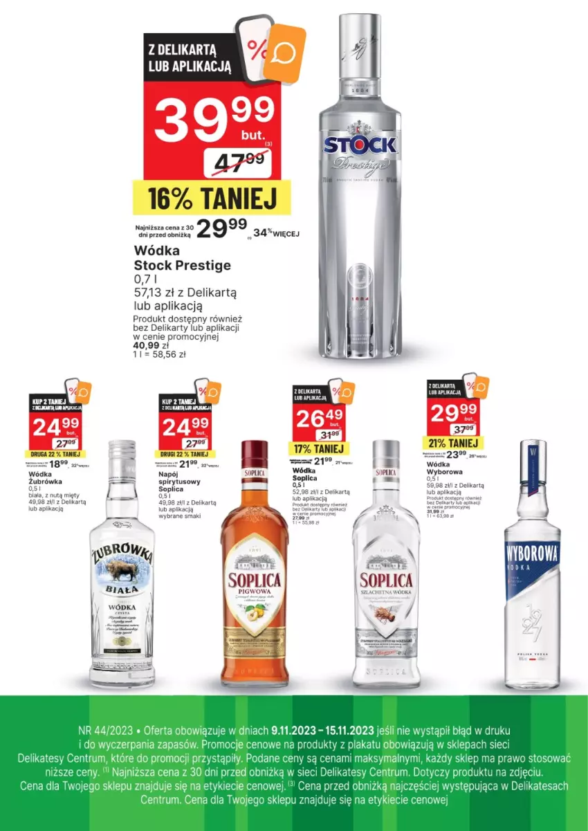 Gazetka promocyjna Delikatesy Centrum - Folder alkoholowy DC44 - ważna 09.11 do 15.11.2023 - strona 1 - produkty: Napój, Rum, Soplica, Stock, Wódka, Wyborowa