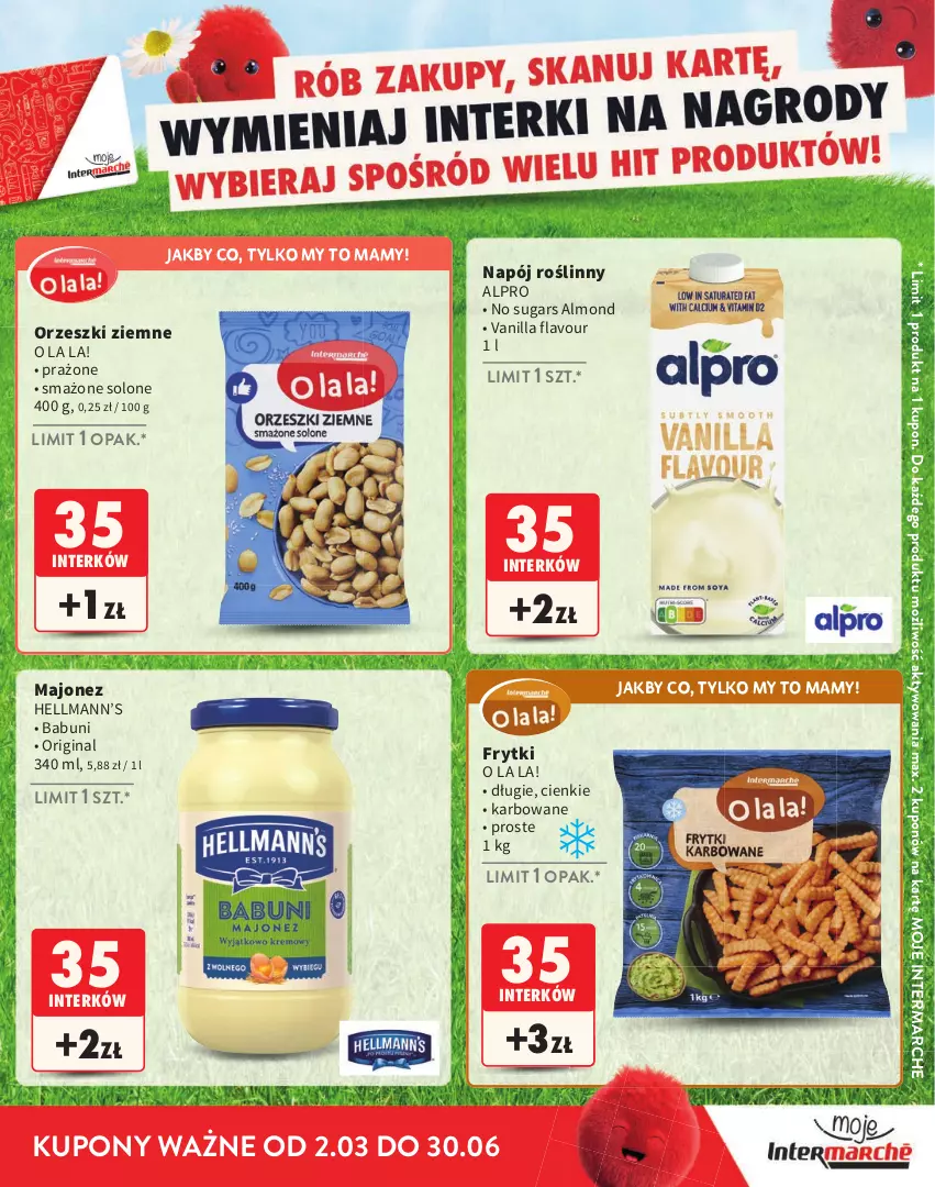 Gazetka promocyjna Intermarche - Katalog Interki - ważna 02.03 do 30.06.2026 - strona 19 - produkty: Alpro, Babuni, Frytki, Gin, Hellmann’s, Majonez, Napój, Napój roślinny, Orzeszki, Orzeszki ziemne