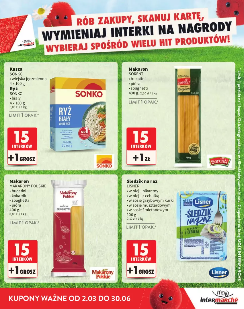 Gazetka promocyjna Intermarche - Katalog Interki - ważna 02.03 do 30.06.2026 - strona 7 - produkty: Kasza, Lisner, Makaron, Mus, Olej, Ryż, Sonko, Sos, Spaghetti