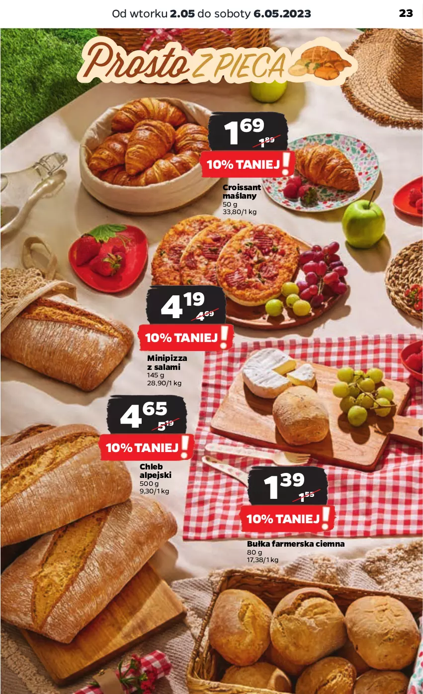 Gazetka promocyjna Netto - Artykuły spożywcze - ważna 04.05 do 10.05.2023 - strona 23 - produkty: Bułka, Chleb, Croissant, Fa, Pizza, Salami