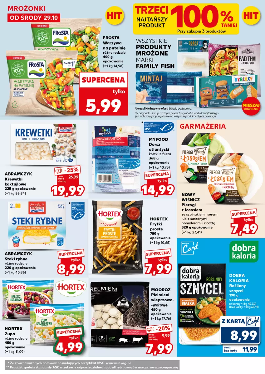 Gazetka promocyjna Kaufland - Mocny Start - ważna 03.11 do 05.11.2025 - strona 16 - produkty: Boczniak, Dorsz, Fa, Frosta, Frytki, Hortex, Krewetki, Pierogi, Por, Produkty mrożone, Ser, Sos, Stek, Szpinak, Waga, Warzywa, Zupa