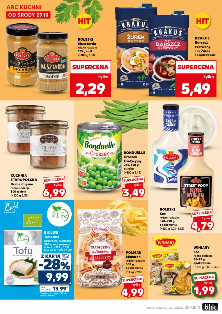 Gazetka promocyjna Kaufland - Mocny Start - ważna 03.11 do 05.11.2025 - strona 18 - produkty: Bonduelle, Groszek, Krakus, Kuchnia, Kuchnia Staropolska, Makaron, Mus, Musztarda, Olma, Piec, Sos, Tofu, Winiary