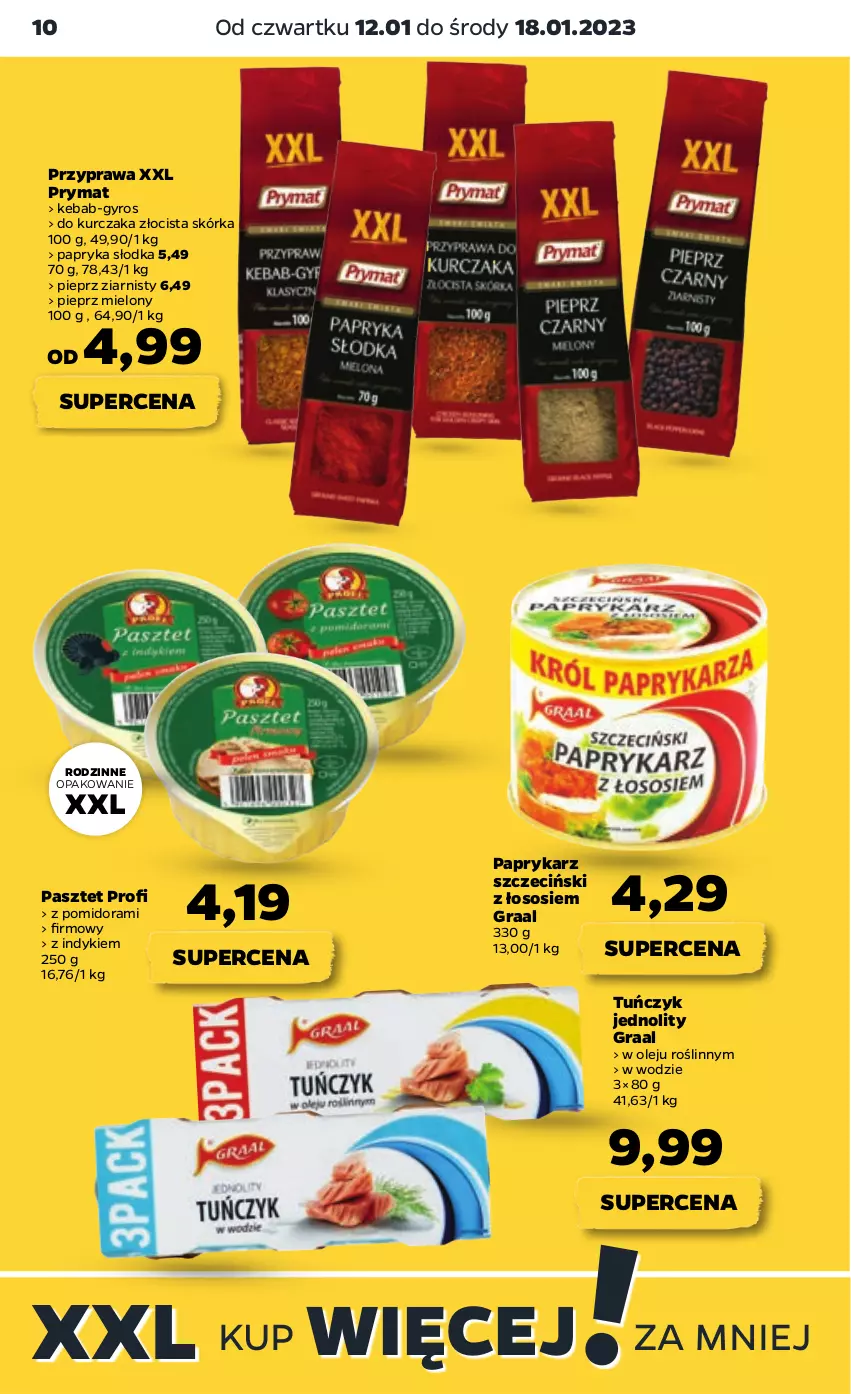 Gazetka promocyjna Netto - Artykuły spożywcze - ważna 12.01 do 18.01.2023 - strona 10 - produkty: Gra, Graal, Gyros, Kebab, Kurczak, Olej, Papryka, Papryka słodka, Paprykarz, Paprykarz szczeciński, Pasztet, Pieprz, Prymat, Sos, Tuńczyk