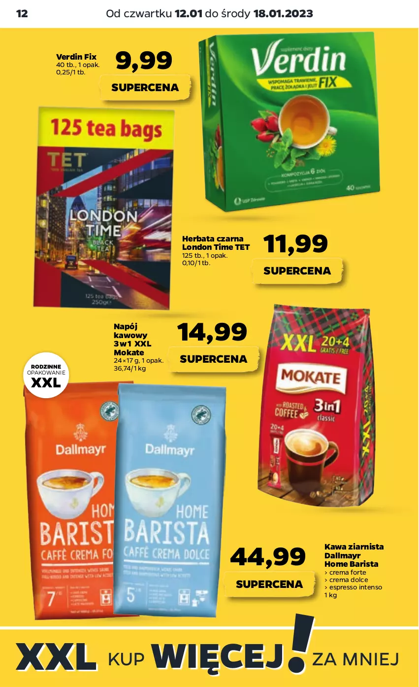 Gazetka promocyjna Netto - Artykuły spożywcze - ważna 12.01 do 18.01.2023 - strona 12 - produkty: Dallmayr, Herbata, Herbata czarna, Kawa, Kawa ziarnista, Napój