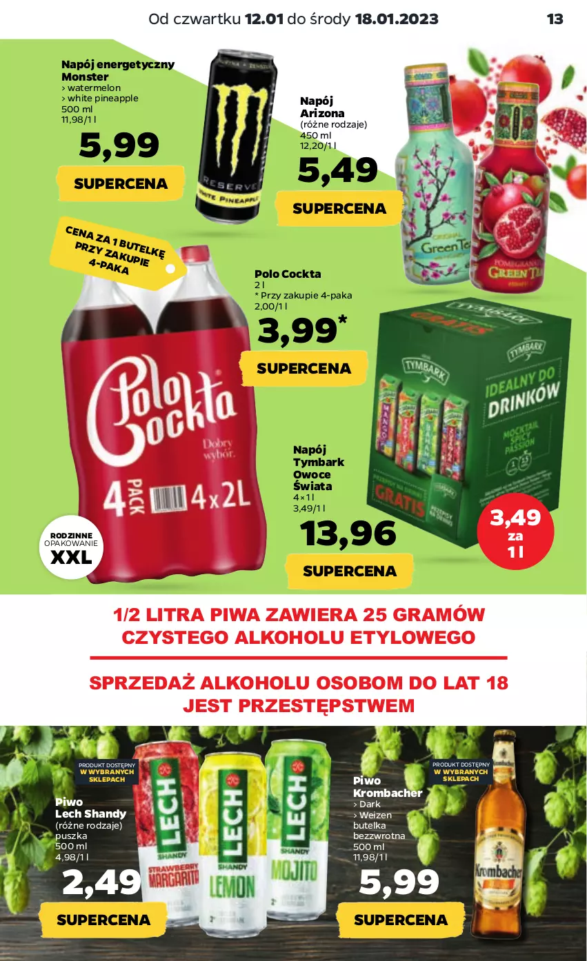 Gazetka promocyjna Netto - Artykuły spożywcze - ważna 12.01 do 18.01.2023 - strona 13 - produkty: Gra, Melon, Napój, Napój energetyczny, Owoce, Piwa, Piwo, Tymbark