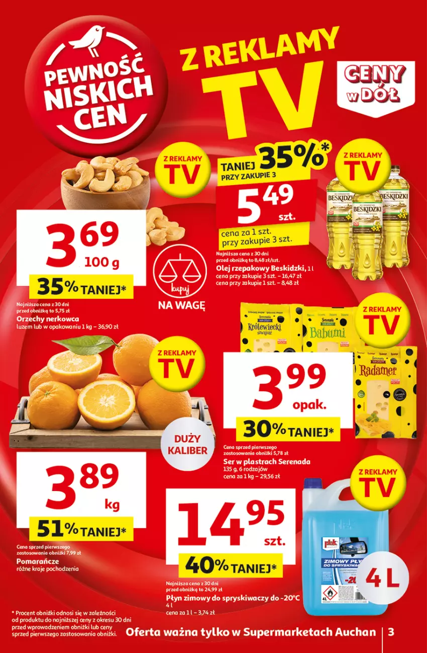 Gazetka promocyjna Auchan - CENY W DÓŁ Supermarket - ważna 23.01 do 29.01.2025 - strona 3 - produkty: Beskidzki, Fa, Olej, Olej rzepakowy, Ser