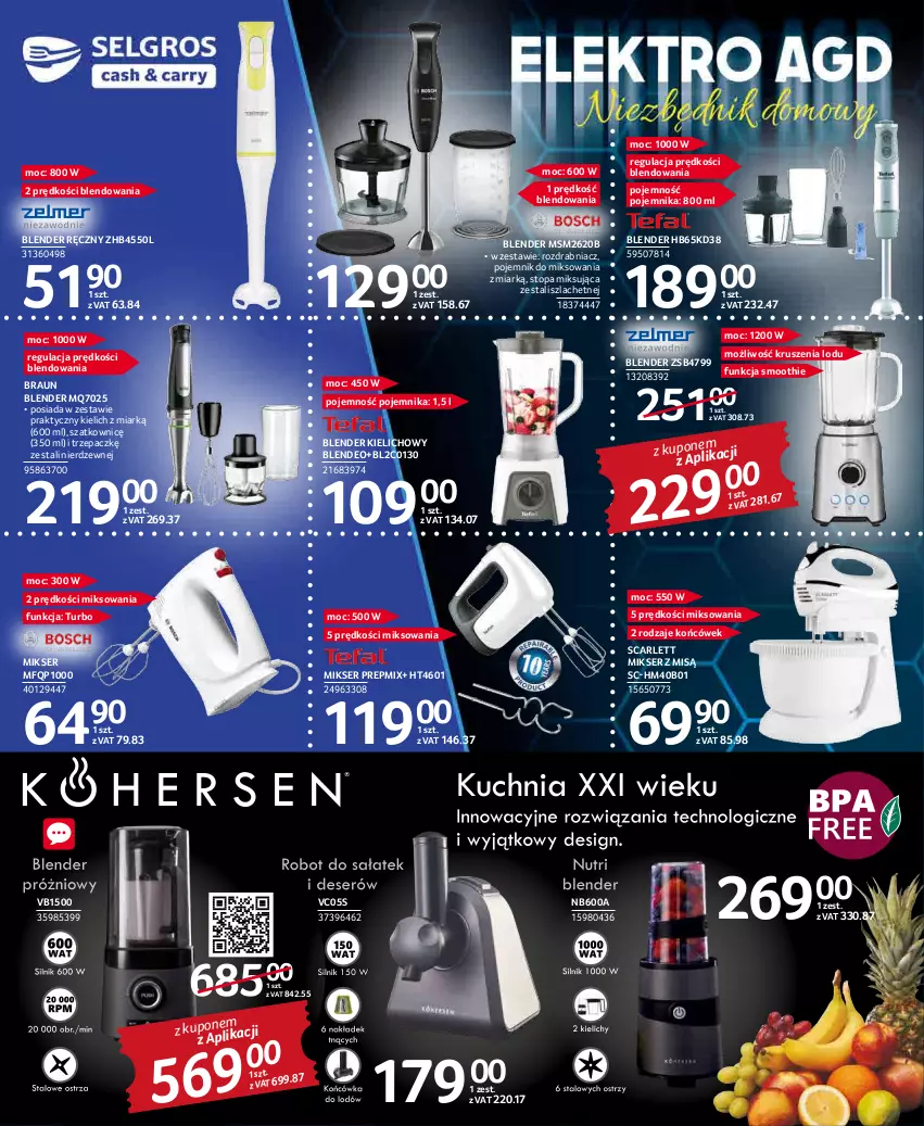 Gazetka promocyjna Selgros - Katalog Elektro - ważna 17.03 do 30.03.2022 - strona 4 - produkty: Blender, Blender ręczny, Braun, Mikser, Mikser z misą, Pojemnik, Rozdrabniacz, Ser, Smoothie, Top